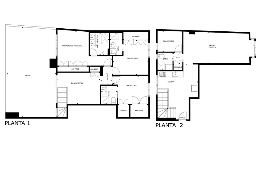 Plan of 4-bedroom duplex rental flat in Cuatro Caminos, Madrid.