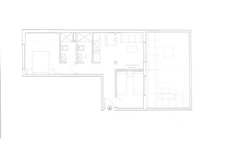 Floor plan of 2-bedroom of the Proinca Infanta Mercedes Building