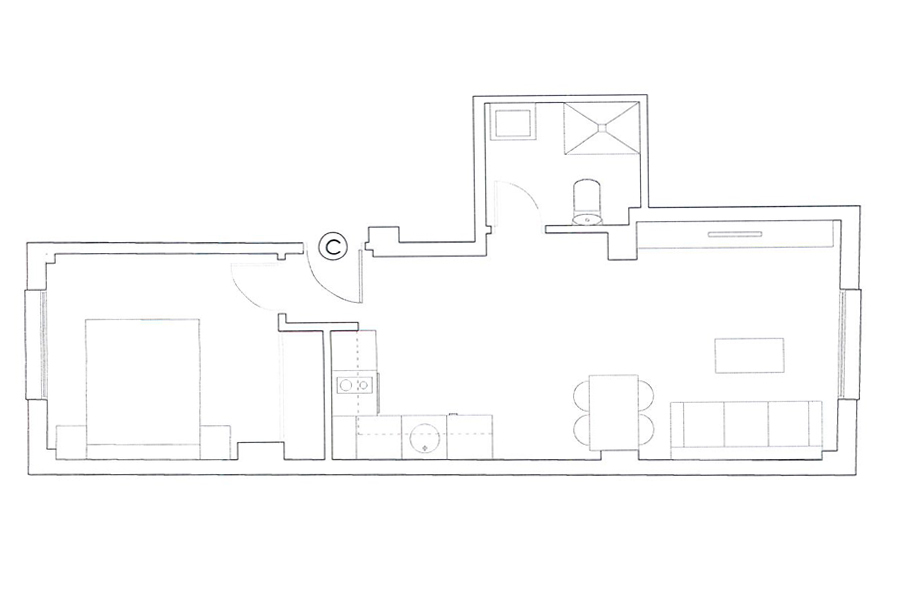 Plan of the 1 bedroom apartment in calle de la Infanta Mercedes 5 in Madrid