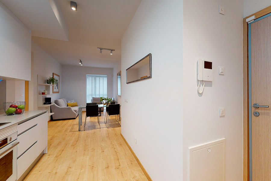Perspective of the 2-bedroom flat C of the Proinca Moncloa Building