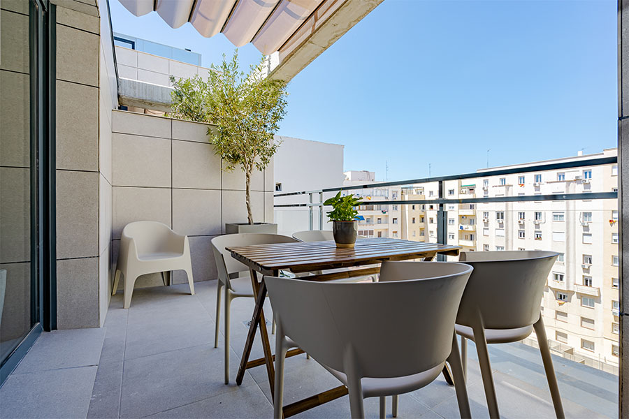 Terrace of 2-bedrooms penthouse D of Proinca Moncloa Building