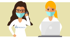 Illustration of Proinca staff wearing masks.