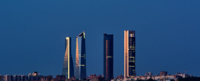 View of the skyline and prices of rental flats in Madrid